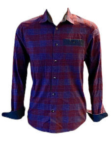UNDER ARMOUR Cold Gear Maroon￼ Blue Plaid Flannel‎ Long Sleeve Button Down Shirt